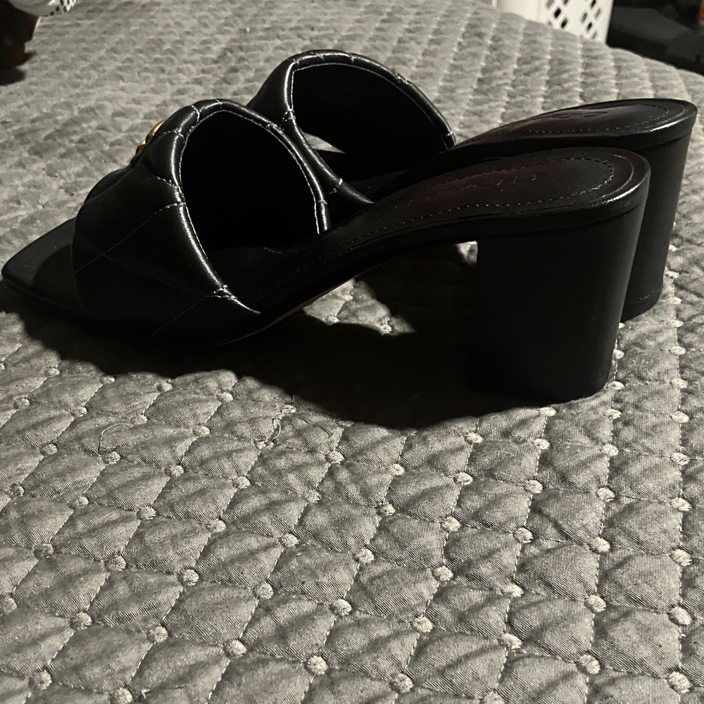 Coach Black Quilted Mules with Gold Accent - Picture 5 of 10